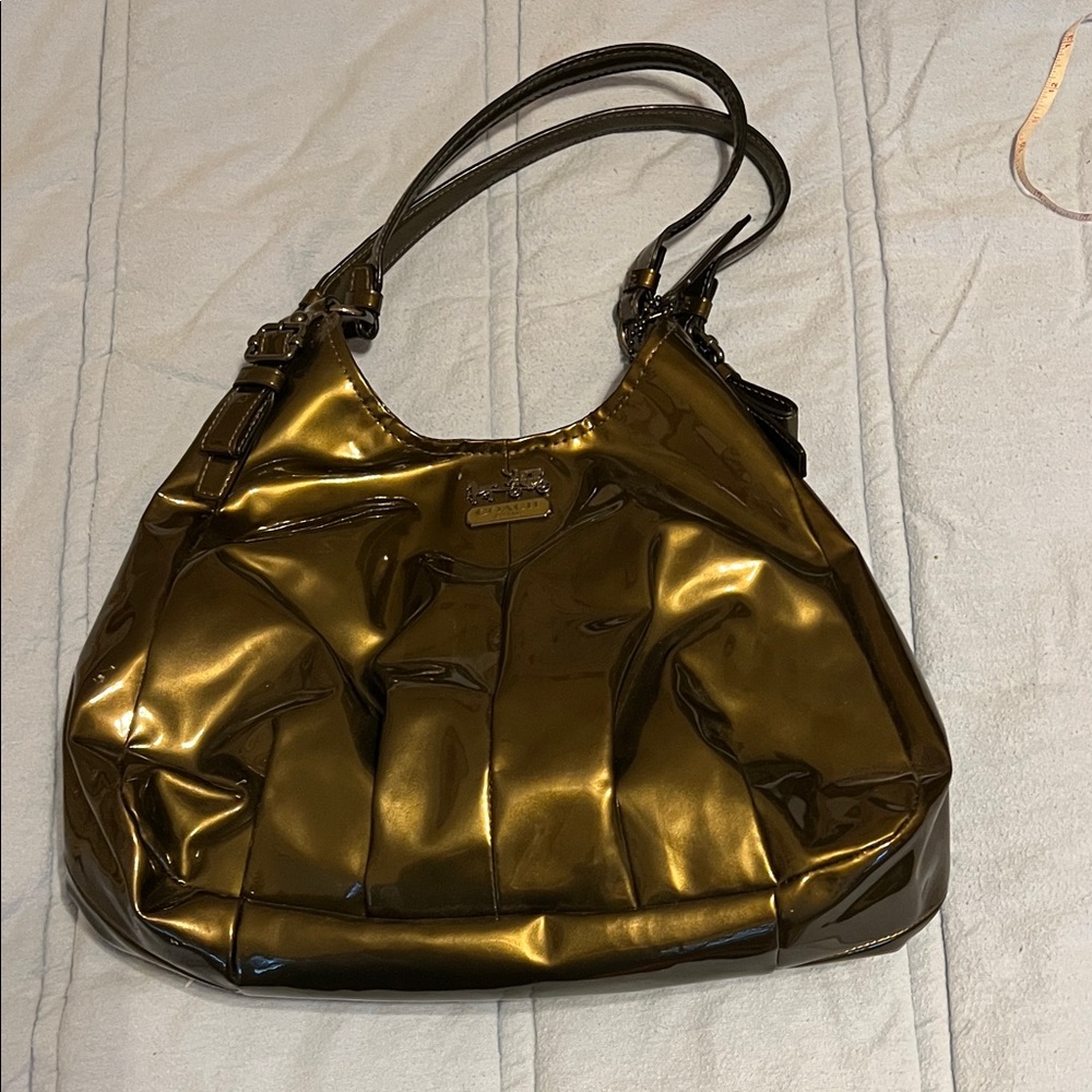 Coach Madison Maggie shoulder bag in pewter green leather
